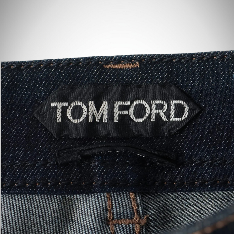 Tom Ford Navy Blue Cotton & Polyester Denim Pants 26 thumbnail