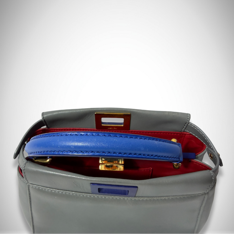 Fendi Peekaboo Mini 3-Colors Leather Top Handle Bag with Detachable Shoulder Strap alternate view