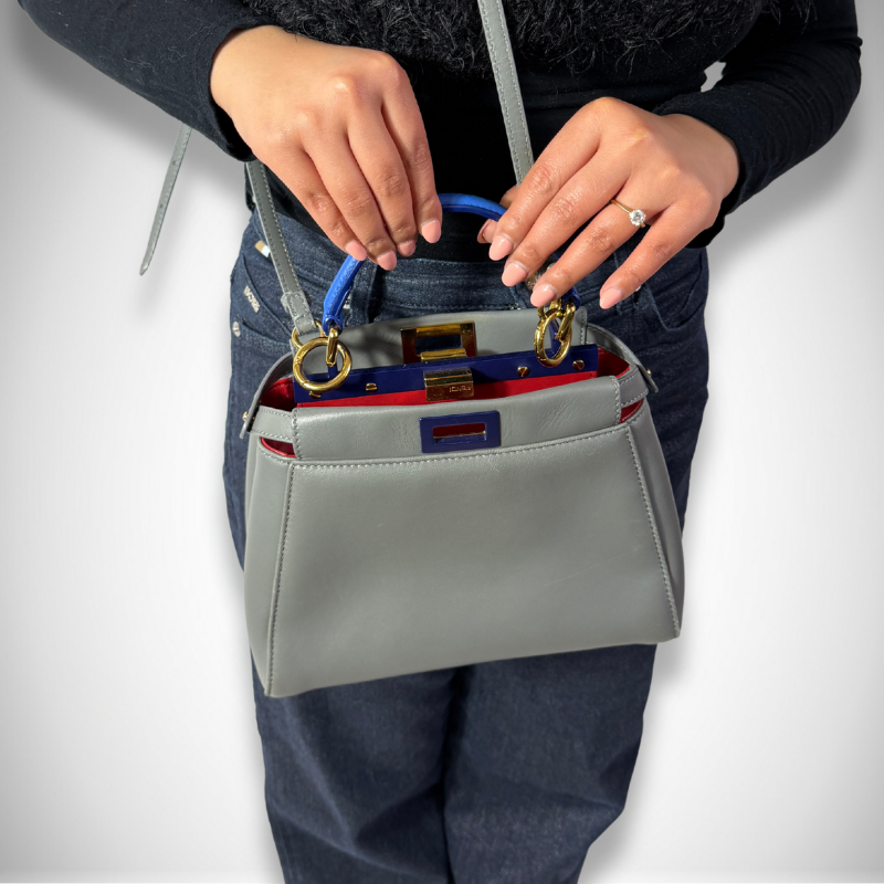 Fendi Peekaboo Mini 3-Colors Leather Top Handle Bag with Detachable Shoulder Strap thumbnail