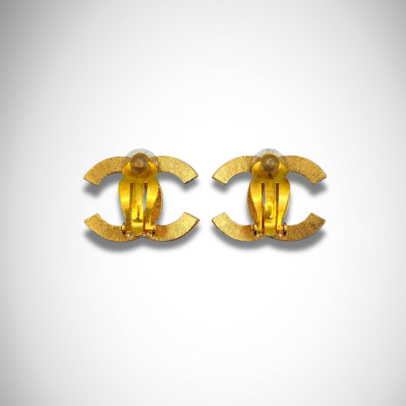 Chanel Vintage CC Gold-tone Lego Stud Earrings alternate view