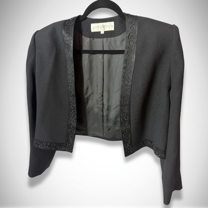 Givenchy Vintage Hi-Formal Black Cropped Soutache Jacket