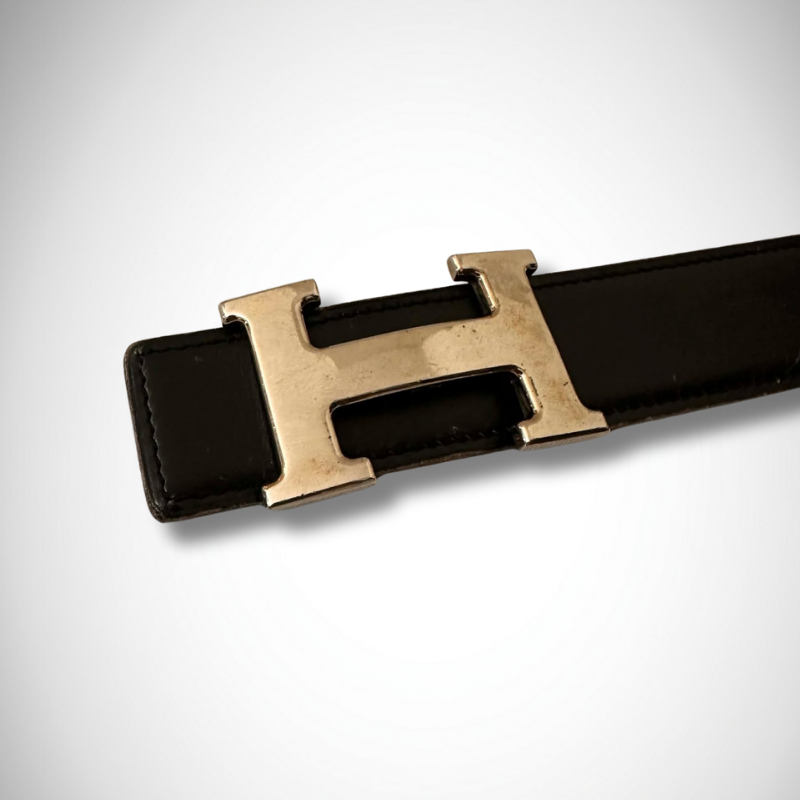 Hermès Vintage H-Buckle Reversible Leather Belt