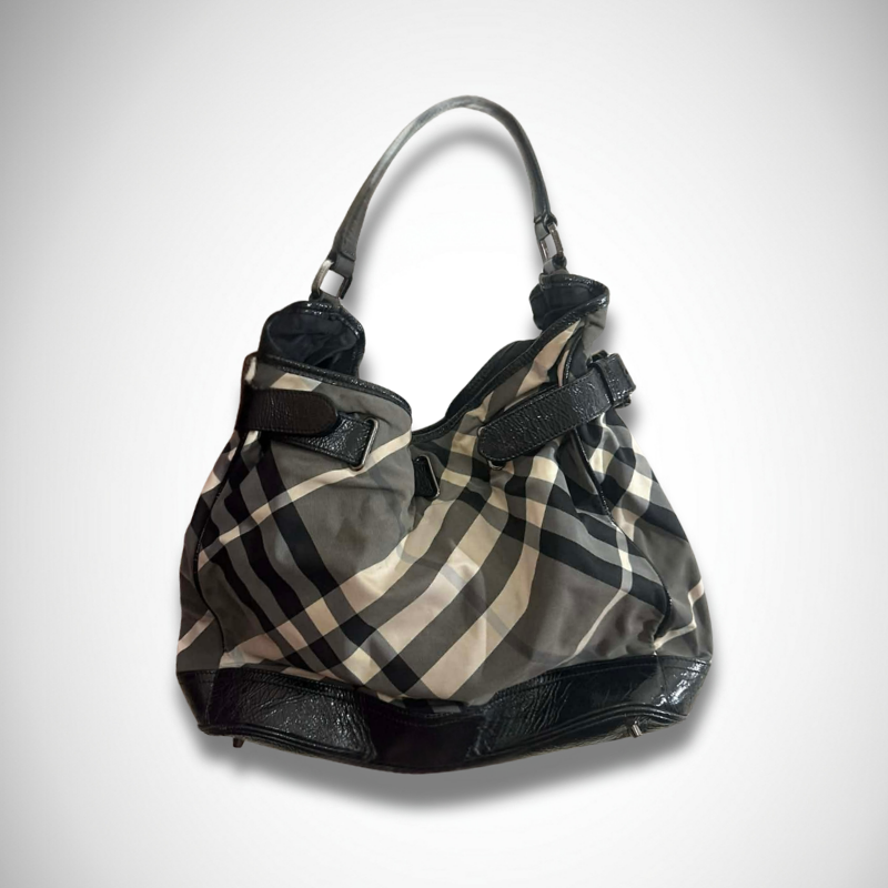 Burberry Beat Check Medium Walden Belted Hobo Bag