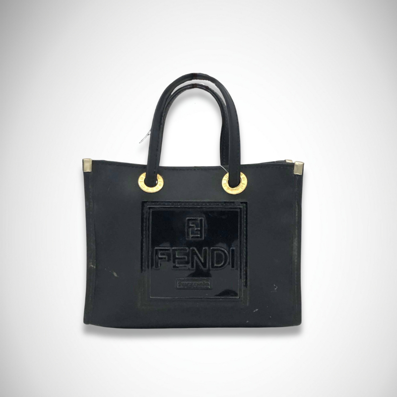 Fendi Fazzuolo logo vinyl patent leather mini tote bag