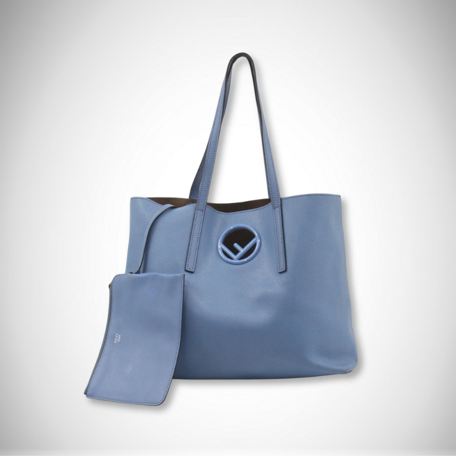 Fendi "F is Fendi" Logo Shopper Tote 8BH348 in Blue