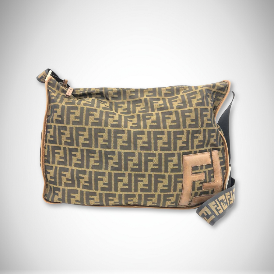 Fendi Zucca FF Canvas Messenger Bag Tobacco Brown/Black