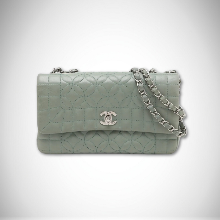 Chanel Lambskin Quilted Lady Graphic Flap Bag in Sage Green