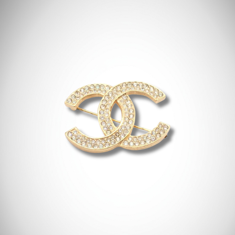 Chanel Rhinestone Coco Brooch Gold