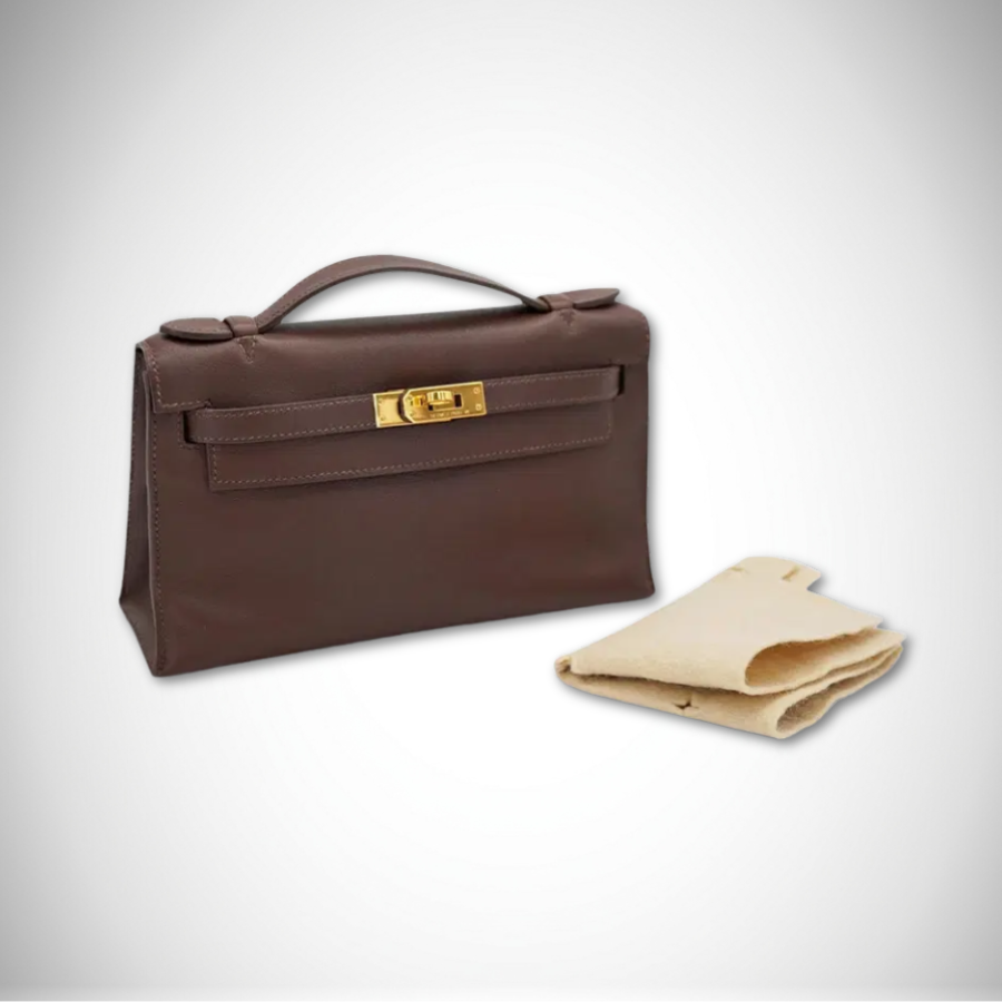 Hermès Kelly Pochette Sellier Havane Evergrain Gold Hardware Square J (2006)