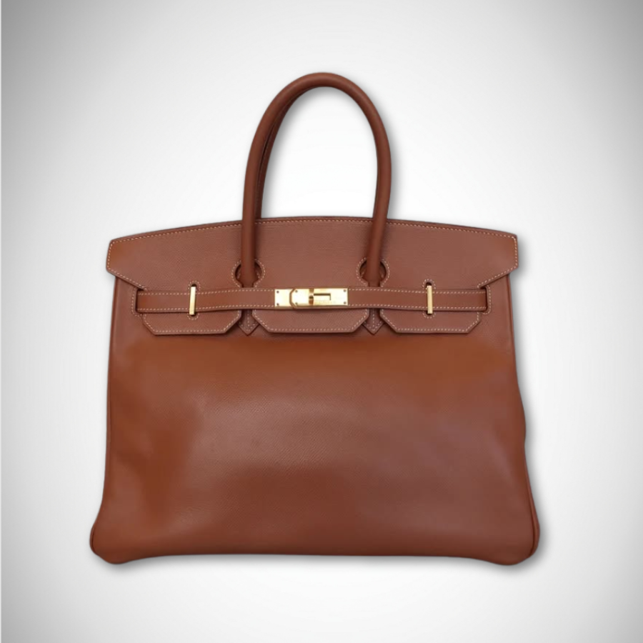 Hermès Birkin 35 Gold Graine Courchevel Leather Gold Hardware Square D stamp