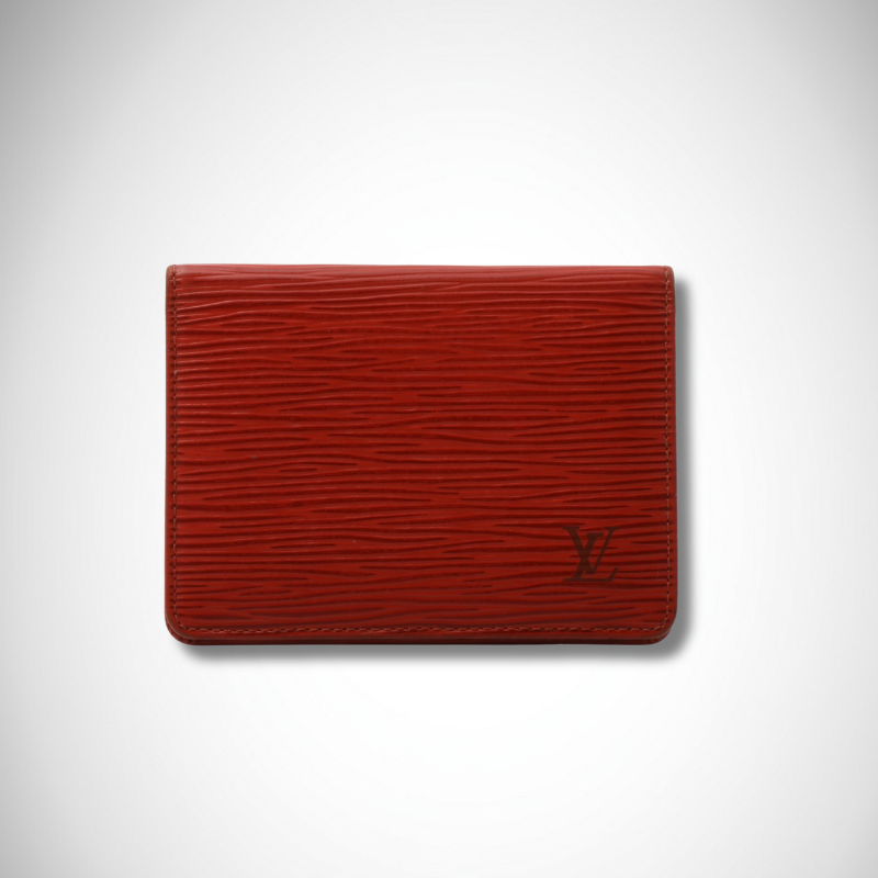 Louis Vuitton Porte 2 Cartes Vertical Pass Case in Red Epi Leather
