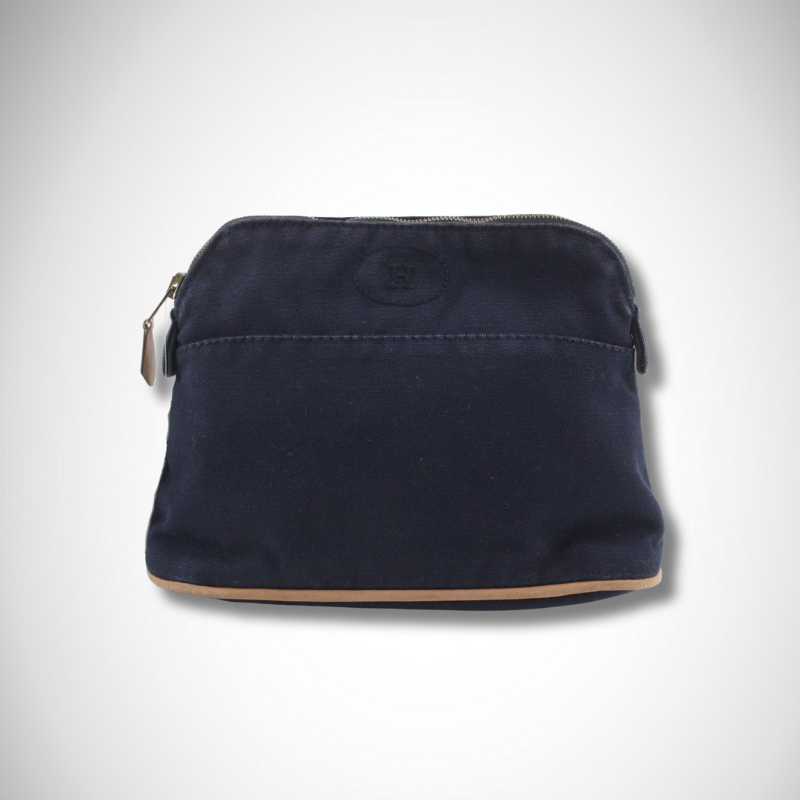 Hermès Bolide Pouch in Navy Blue and Brown