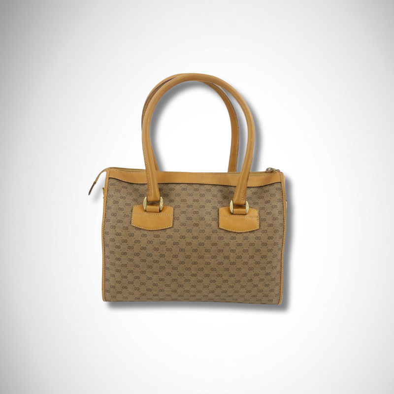 Gucci Vintage Micro GG Canvas Top Handle Tote Bag