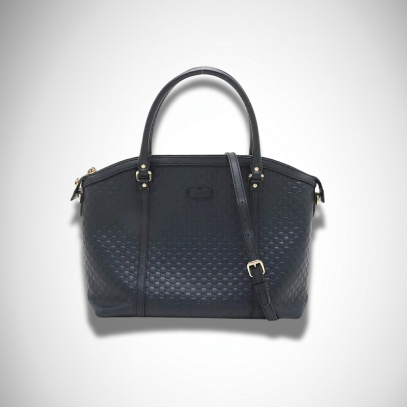 Gucci Micro Guccissima Leather 2 Way Tote Bag Navy Blue 449657