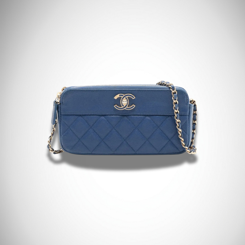 Chanel Caviar Quilted Small Clutch in Light Blue