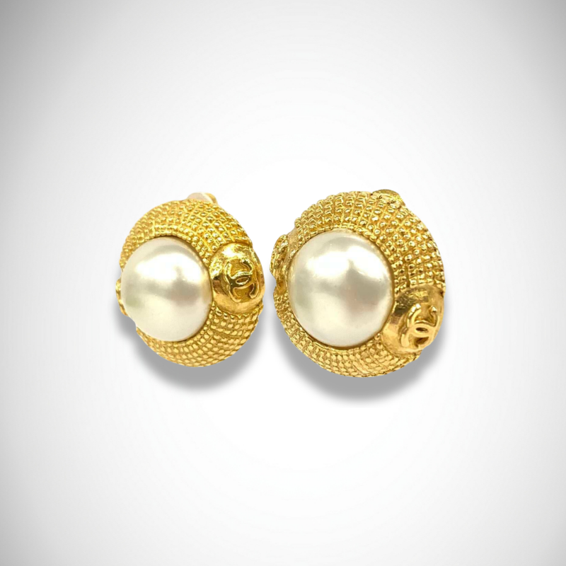 Chanel Faux Pearl Earrings