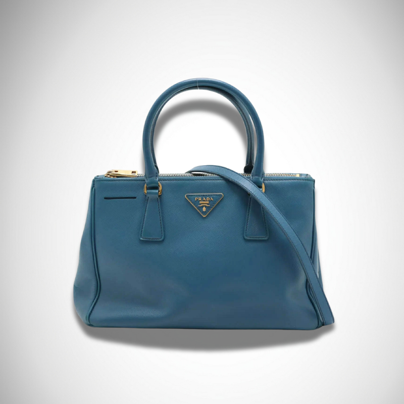 Prada Archival Blue Saffiano Leather 2-Way Top Handle Bag
