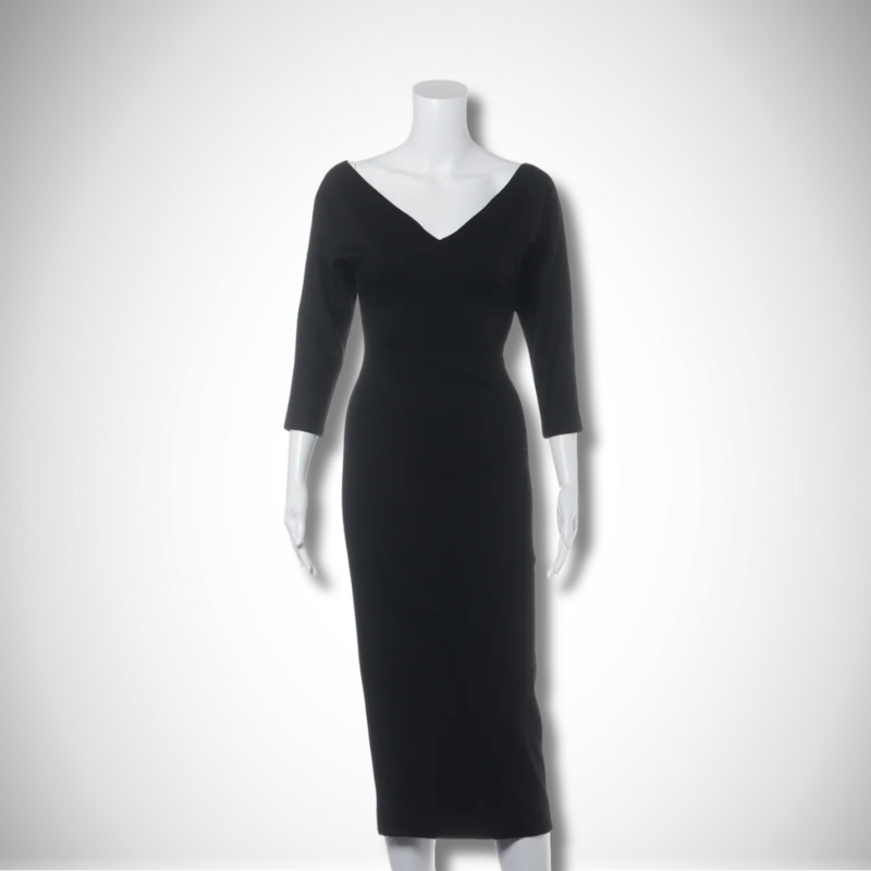 Fendi Black Stretch Wool & Nylon Bodycon Dress 36