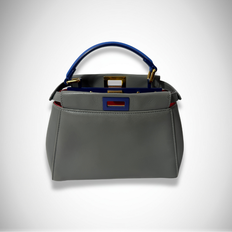Fendi Peekaboo Mini 3-Colors Leather Top Handle Bag with Detachable Shoulder Strap